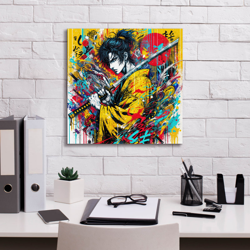  «Katana Warrior 3» par Rey Klimt, art mural sur toile, H 18 po x l 18 po