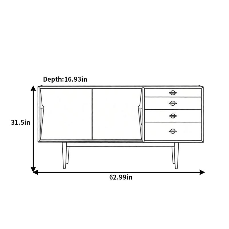 Nordic Modern Country Sideboard, Black/Brown