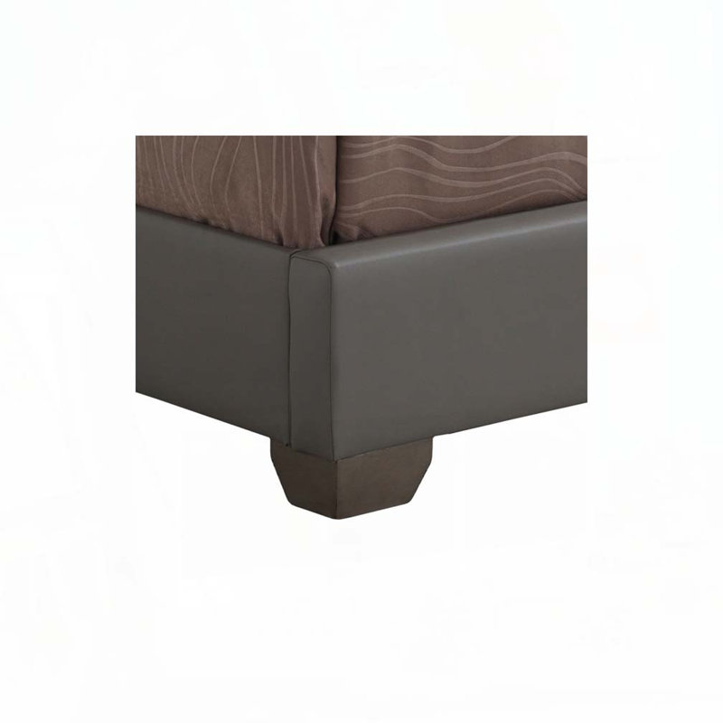 PU Faux Leather Upholstered Bed, Full, Light Gray