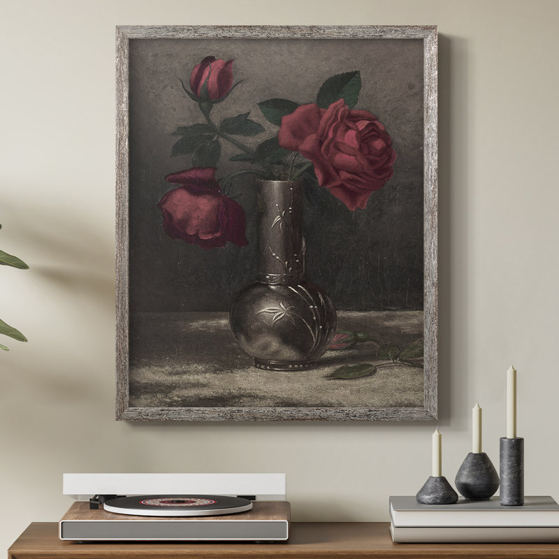 Reproduction florale vintage avec encadrement CCLXIV - bois massif