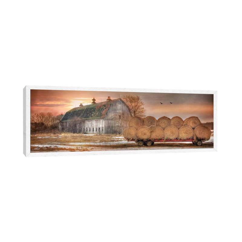 Sunset On The Far by Lori Deiter - Panoramic Print on Canvas, 30.48cm H x 91.44cm W x 3.81cm D, White Framed