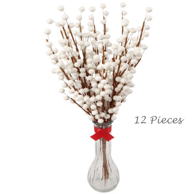 Ensemble de 48 tiges de baies blanches 17 "- 48, 35 baies réalistes