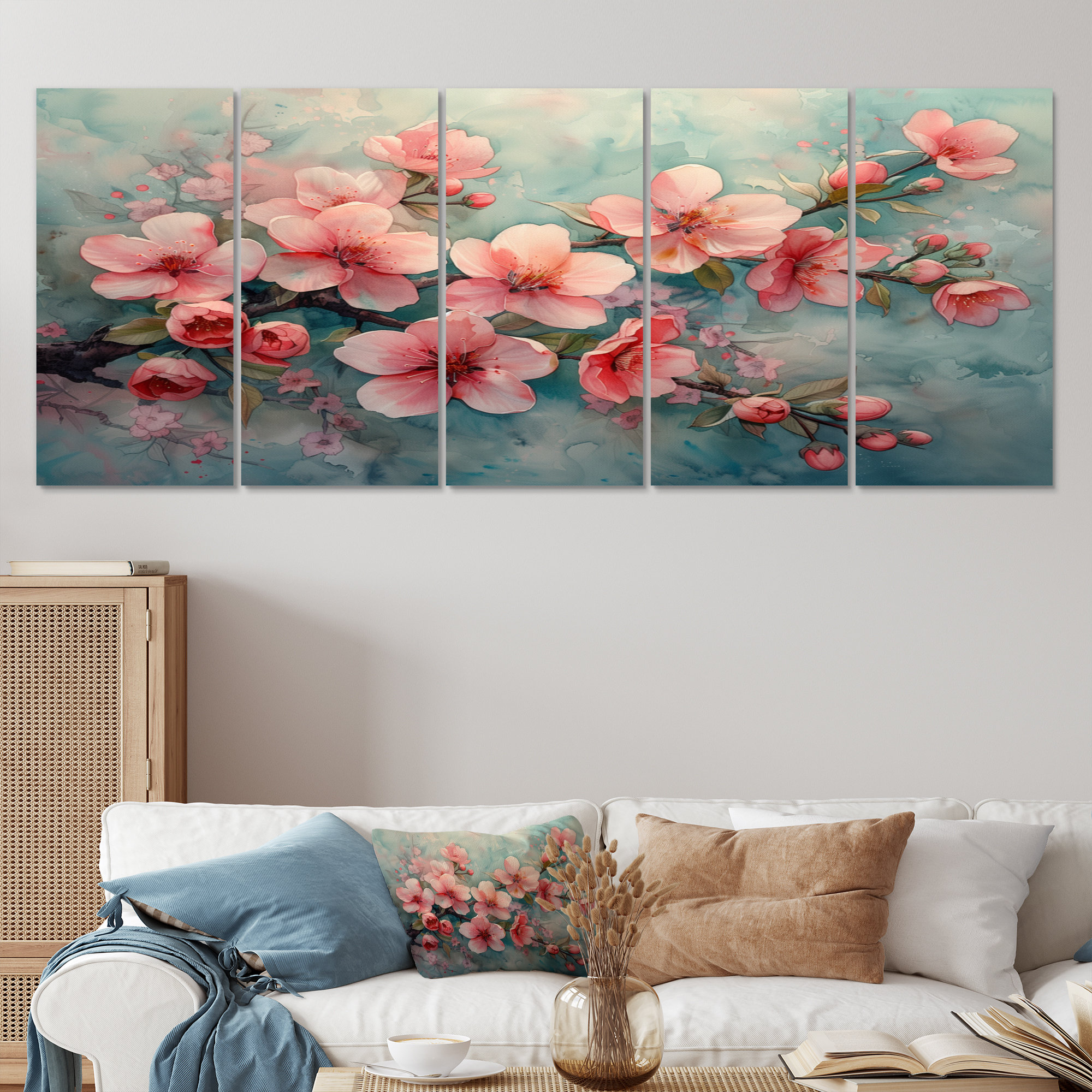 Lark Manor Vintage Pink Cherry Blossom Bloom - Cherry Blossom Wall Art ...
