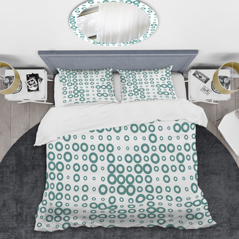 Green Abstract Dot - Ensemble de housse de couette Abstract - Microfibre de polyester