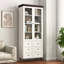 Armoire de rangement blanche en panneau de fibres à densité moyenne blanche, grands armoires de cuisine avec portes en verre et tablettes réglables, armoire de rangement autoportante pour la cuisine, le salon