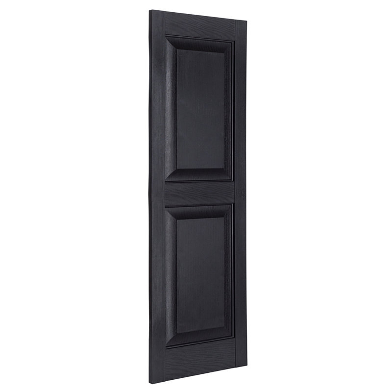 Premier Black Polypropylene Raised Panel Exterior Shutters, 15" x 67"
