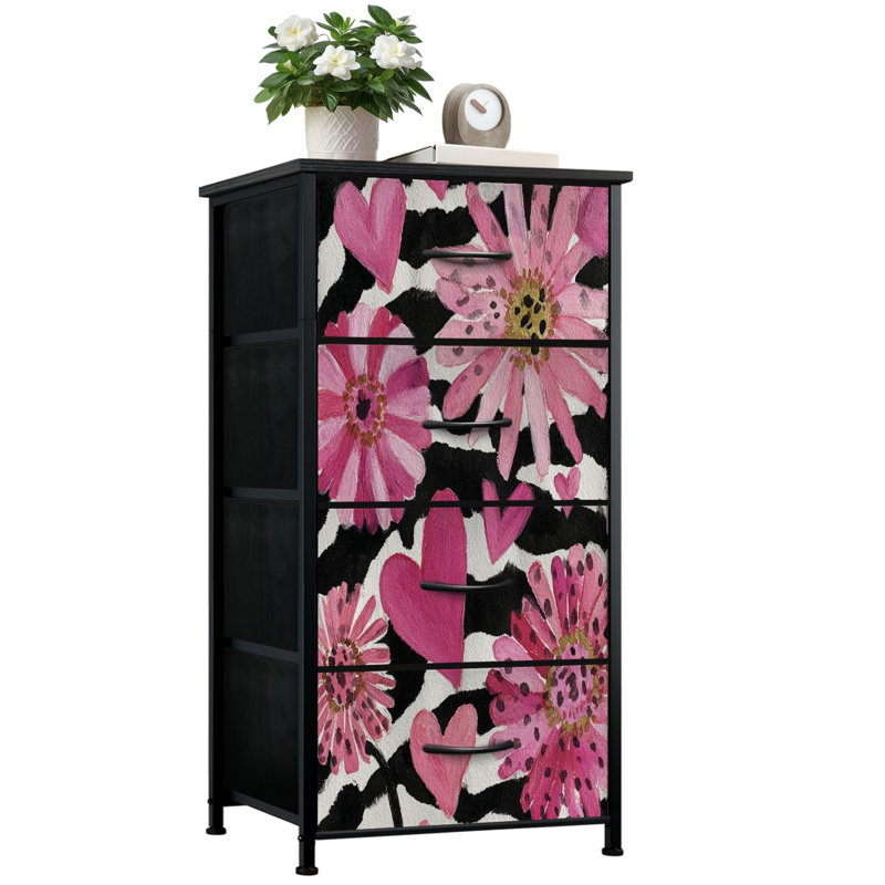 Commode moderne pour la chambre à coucher avec 4 tiroirs de rangement.