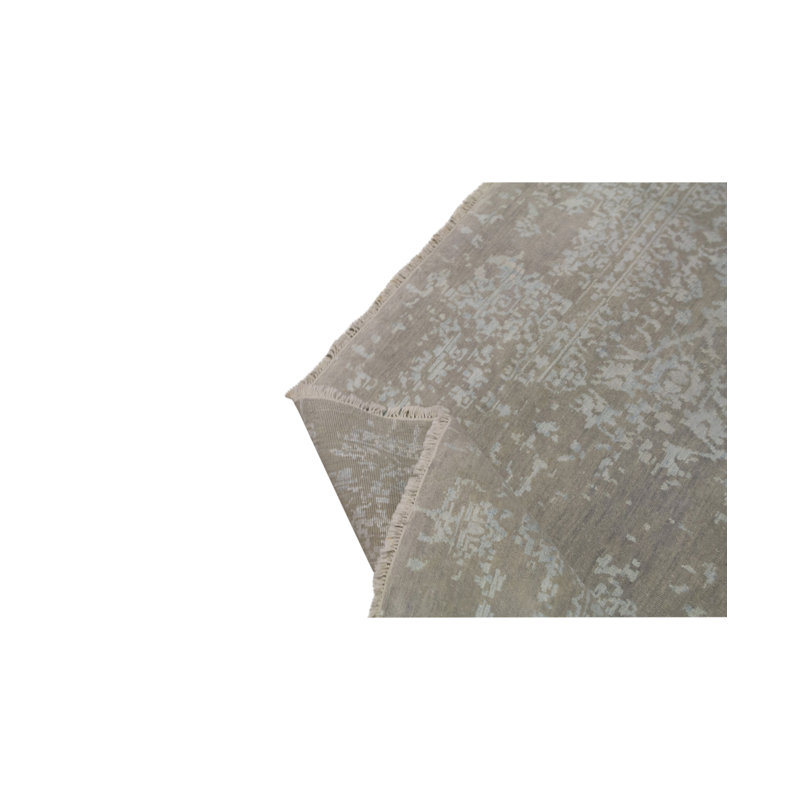 Hand-Knotted High-Quality Silver and Aqua Area Rug