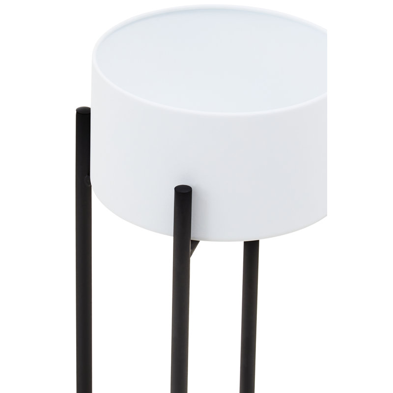 Maleiyah Metal Cachepot, White/Black, 51 x 23 x 23
