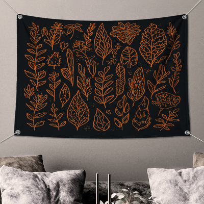 Tapisserie murale «Orange Botanical Illustration» - Décoration murale botanique