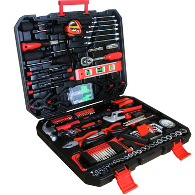 Black Hand Tool Box: 238Pcs Toolset For Efficient Diy - Measuring Tape With Rope Threading, Hammer Duty, Sharp Hobby , Slip Pliers, Screwdrivers Disassembly In Box Ideal Science Projects, Featuring