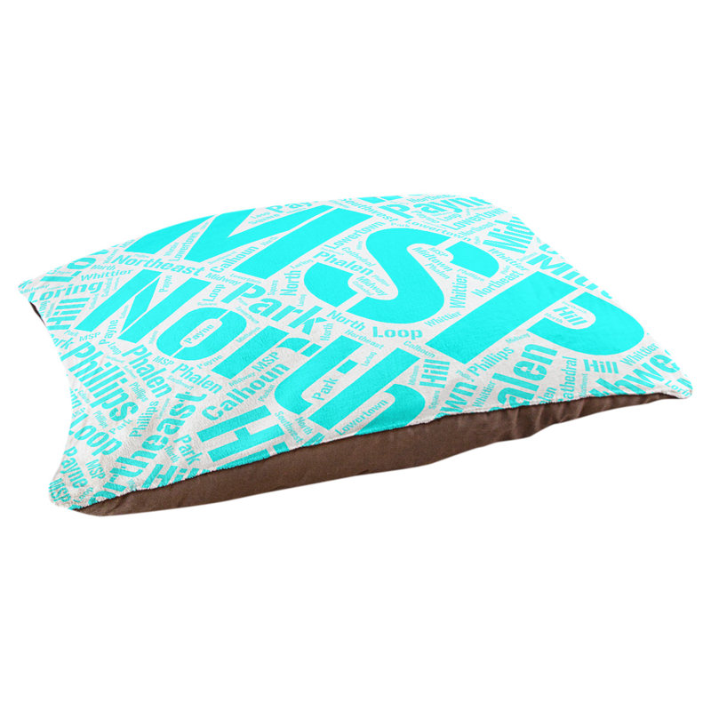 Coussin de chien « districts », Très grand (H 17 po x l 50 po x P 40 po), Cyan, Minneapolis – Saint Paul