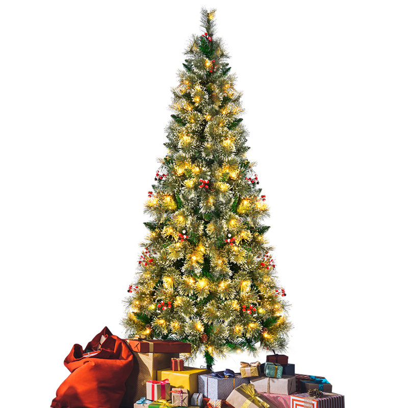 Sapin de Noël artificiel éclairé 6,5 pi