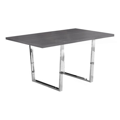 Table de salle à manger, rectangulaire, 60 po, cuisine, salle à manger, stratifié gris, métal chromé, contemporain, moderne
