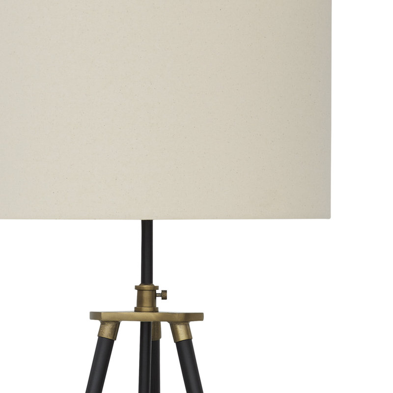Lampe sur pied 71 po Egan, abat-jour tambour blanc et base en métal trépied classique
