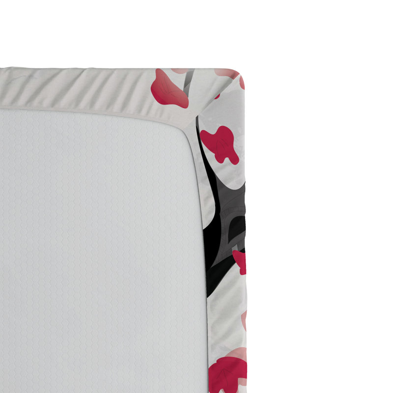 Ensemble de 2 draps-housses Ambesonne, Gris anthracite, gris, corail foncé / floral, Drap-housse grand