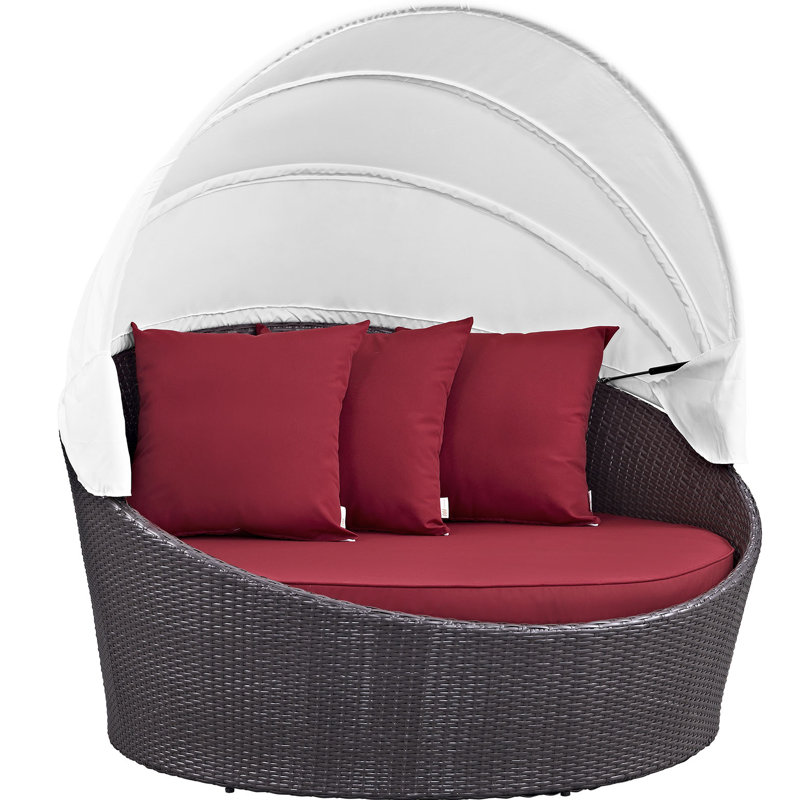 Modway Siesta Canopy Outdoor Patio Daybed, Red