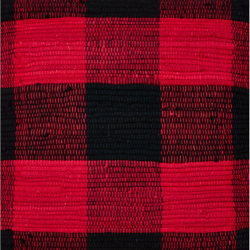 18'' Red and Black Buffalo Plaid Cotton Throw Pillow