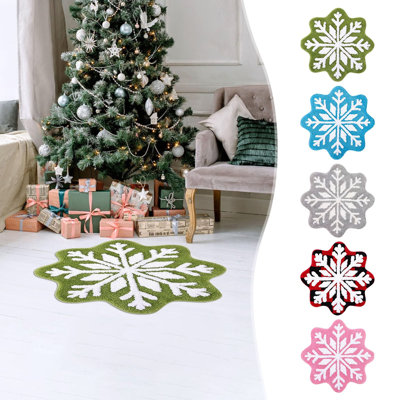 Tapis de flocons de neige Paillasson de flocons de neige d'hiver Tapis de flocon de neige Tapis de porte décoratif antidérapant de Noël mignon