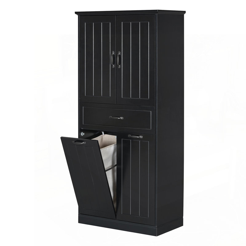 Armoire de rangement polyvalente pour la salle de bain avec plusieurs compartiments pour la maison, Noir