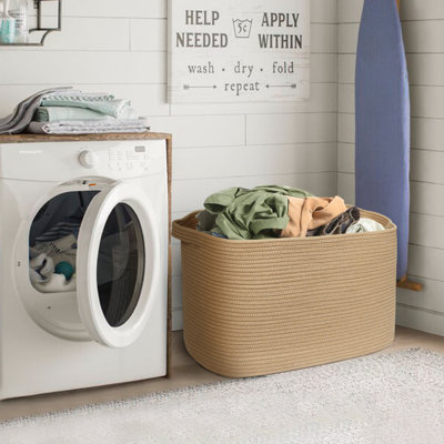 Extra Large Clothes Storage Basket, 62L Cotton Rope Laundry Basket with Handles – Foldable Storage Bin for Blankets, Pillows and Toys