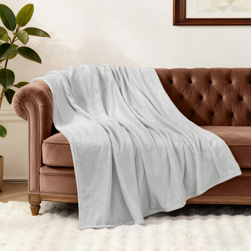 Jeté en molleton ultra doux, Gris