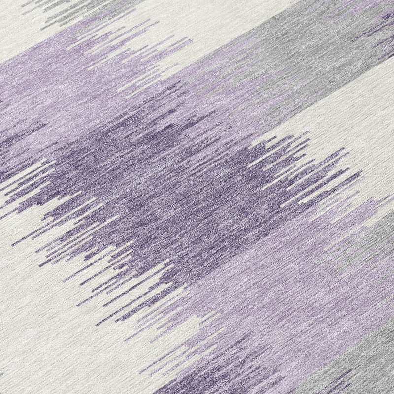 Machine Washable Indoor/Outdoor Chantille ACN2912 Geometric Rug, 2'3" x 7'6" Runner, Lilac