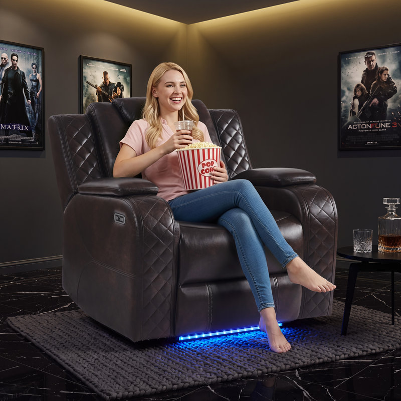 Fauteuil inclinable électrique à deux moteurs avec porte-gobelet Davarious, Brun