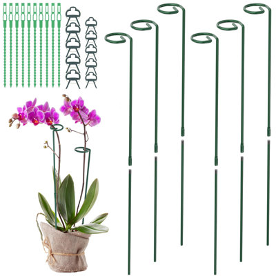 6 paquets de piquets de soutien pour plantes de 31,5 pouces avec cerceaux de soutien, pinces et attaches torsadées, tiges de plantes de jardin pour plantes grimpantes, tomates, poivrons, pivoines, intérieur et extérieur