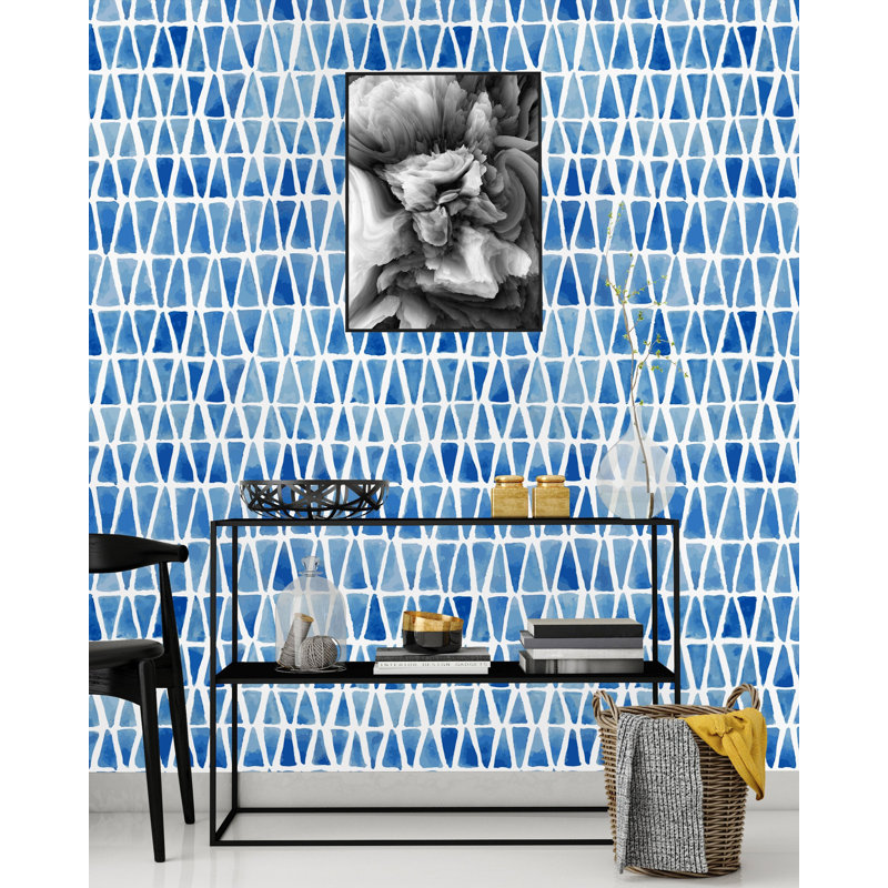 Panneau de papier peint autocollant à triangles minimalistes Raith, L 120 po x l 25 po