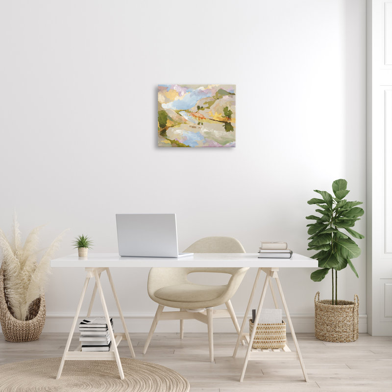 «Abstract Mountain Reflection», peinture sur toile par Trevor Copenhaver, H 16 po x l 20 po x P 1,5 po