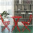 3 Piece Patio Bistro Set of Foldable Round Table and Chairs, Red-1383993095