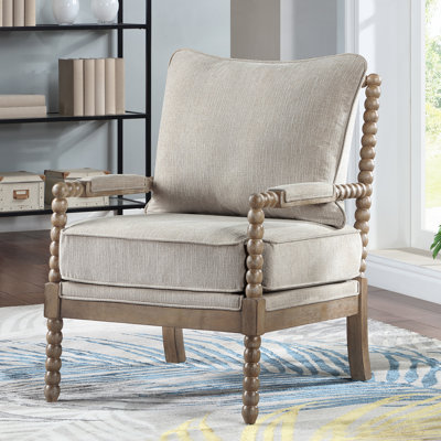 Lorentz Modern Farmhouse Accent Chair 25.5" Wide Chenille with Turned Wood and Solid Frame
