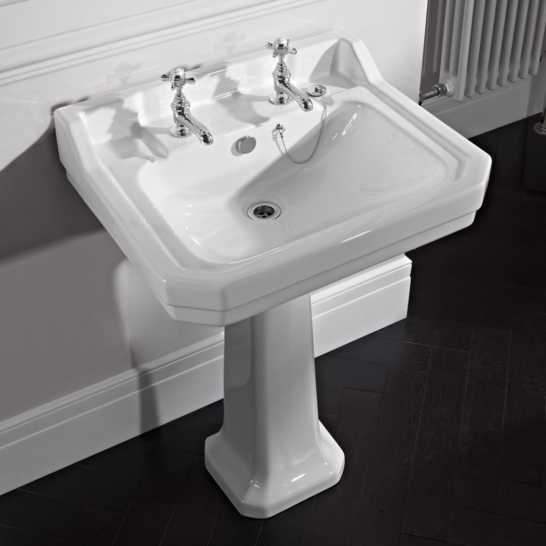Vibe Ceramic Rectangular 605mm Full Pedestal Basin