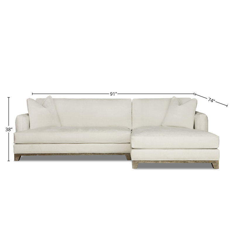 Lucia Chaise Sectional, Right Hand Facing, Cashew Caressa Genuine Leather
