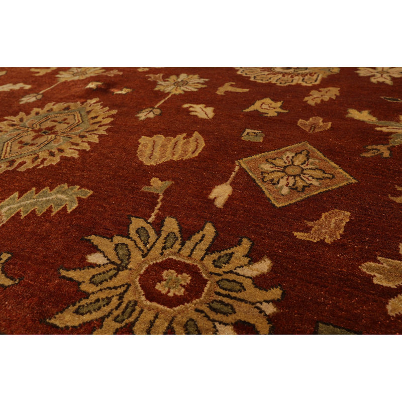 Tapis oriental botanique en laine noué à la main 6 pi x 9 pi Saugeen Canora