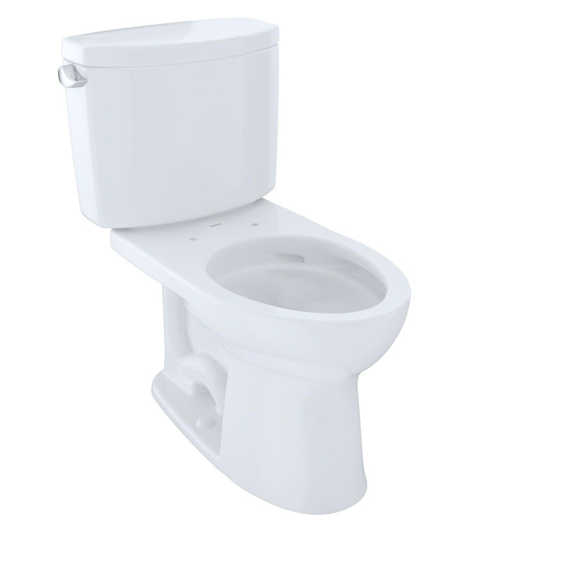 TOTO® Drake® II Two-Piece Elongated 1.28 GPF Universal Height Toilet with CEFIONTECT, Cotton White, Cotton, Left Hand Lever