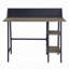 Bureau d'écriture rustique en chêne et noir à 2 tablettes avec base en forme de H