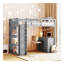 Lit mezzanine simple avec échelle, tablettes et bureau, gris-288394540