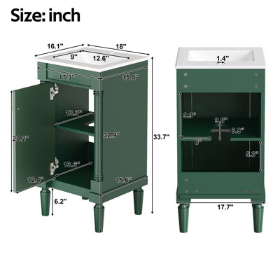 Armoire de salle de bain de style français 18 po avec rangement, solution pour petit espace avec lavabo en céramique, tablette réglable