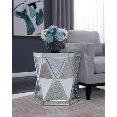Robicheaux Glass Top Drum End Table