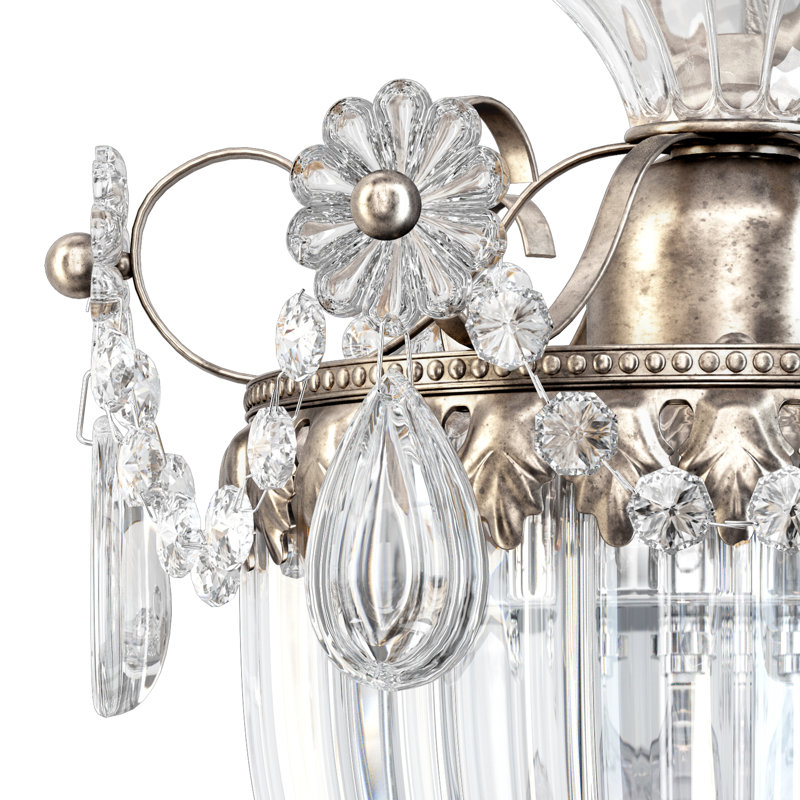 Bagatelle Pendant, Antique Silver, Heritage Handcut Crystal Clear, 12.5" H x 10.5" W x 10.5" D