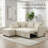82.6" Beige L-Shaped Sectional Pull Out Sofa Bed with Storage Ottoman & USB Ports-1277466836