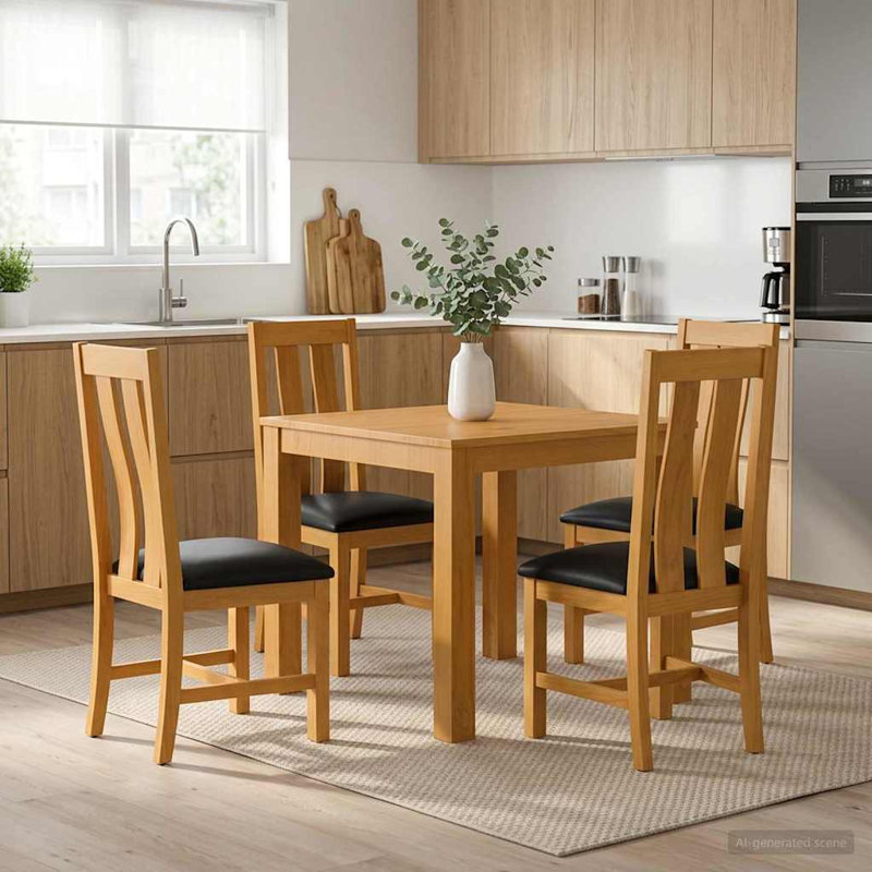 Oak Solid Wood Dining Set, 5