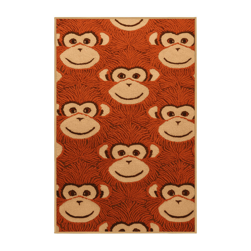 Washable Monkey Orange Fruits Area Rug, Rectangle 2' x 3'