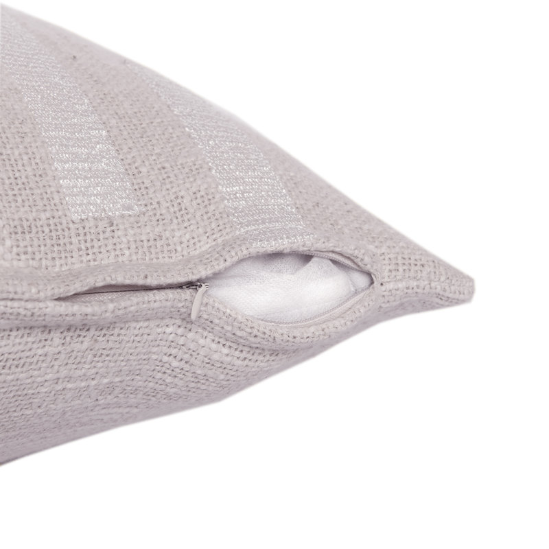 Housse de coussin en mélange de coton à formes géométriques brodées, 20 po x 20 po, Ivoire ivoire