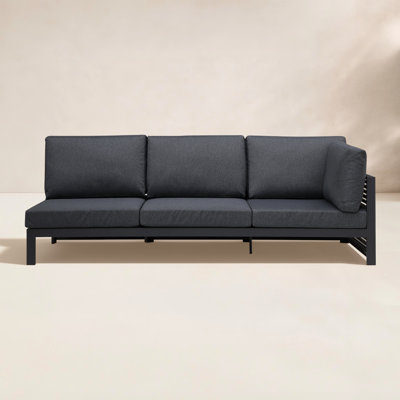 Pawni Teak 96.85'' Outdoor Patio Sectional Sofa with Custom Cover