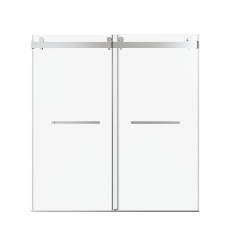 6872 Inches *76 Inches  Frameless Double Sliding Softclose Shower Door, 3/8 Inches (10Mm) Thick SGCC Tempered Glass Door, Chrome