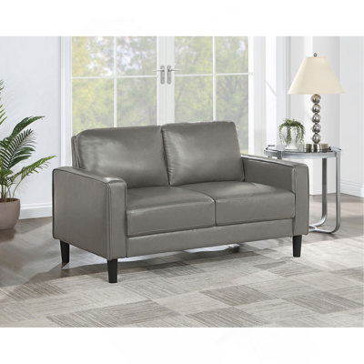 Grey Upholstered Track Arm Loveseat