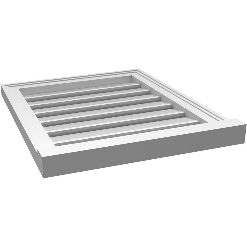 Évent à pignon fonctionnel en uréthane rectangulaire à fixation en surface, brun clair apprêté, H 24 po x l 20 po x P 2 po